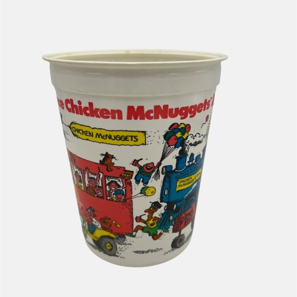 1983 McDonalds Chicken McNuggets & Coke Plastic Drinking Cup Coca Cola 5.5" USA